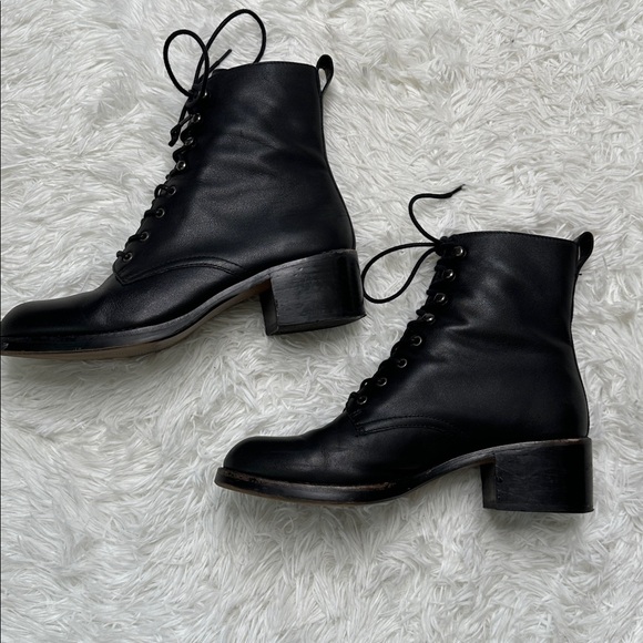 Madewell Patti Lace Up Boots in Black Leather Size 8.5 - Picture 7 of 10